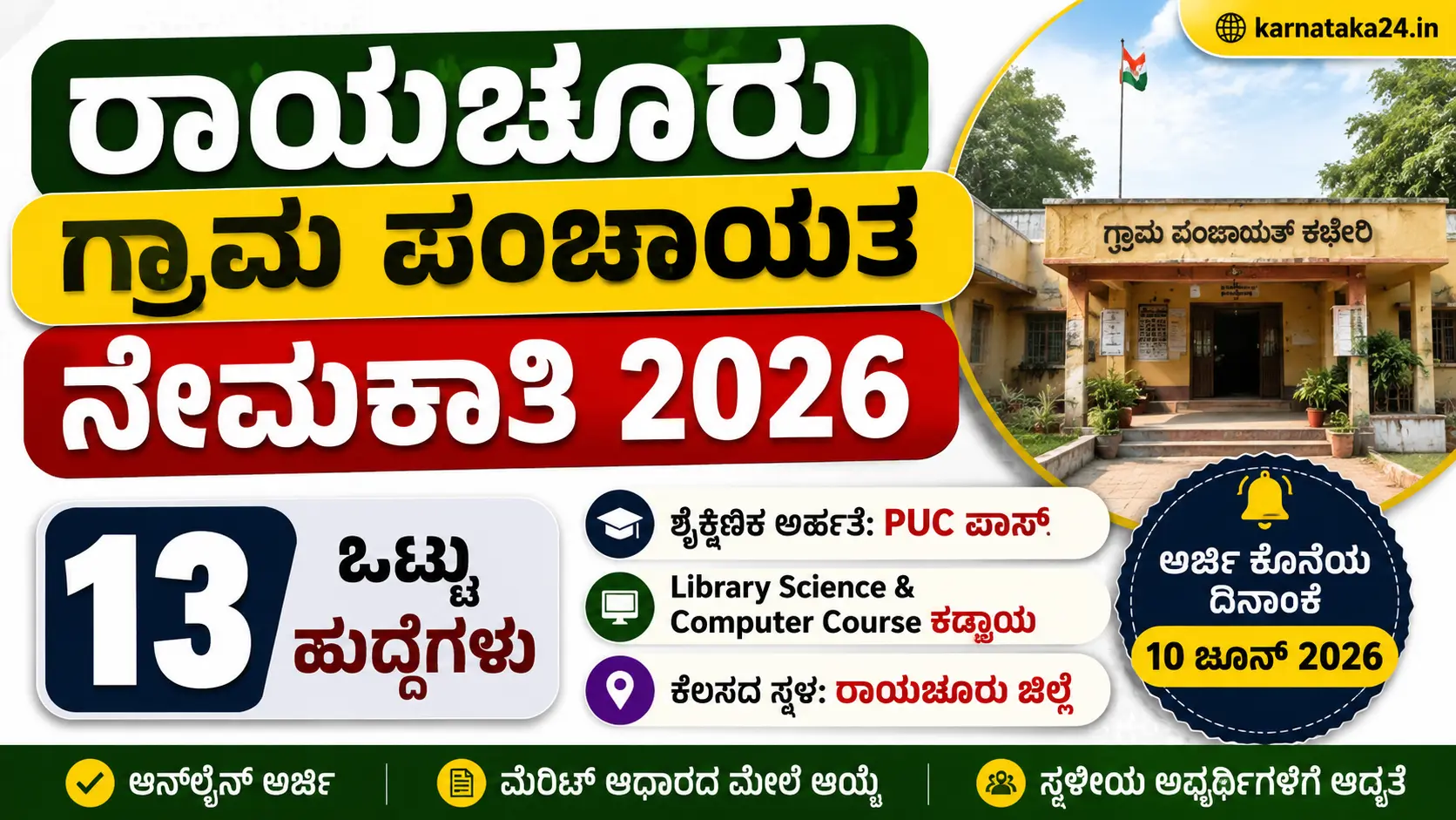 ರಾಯಚೂರು ಗ್ರಾಮ ಪಂಚಾಯತ ನೇಮಕಾತಿ 2026