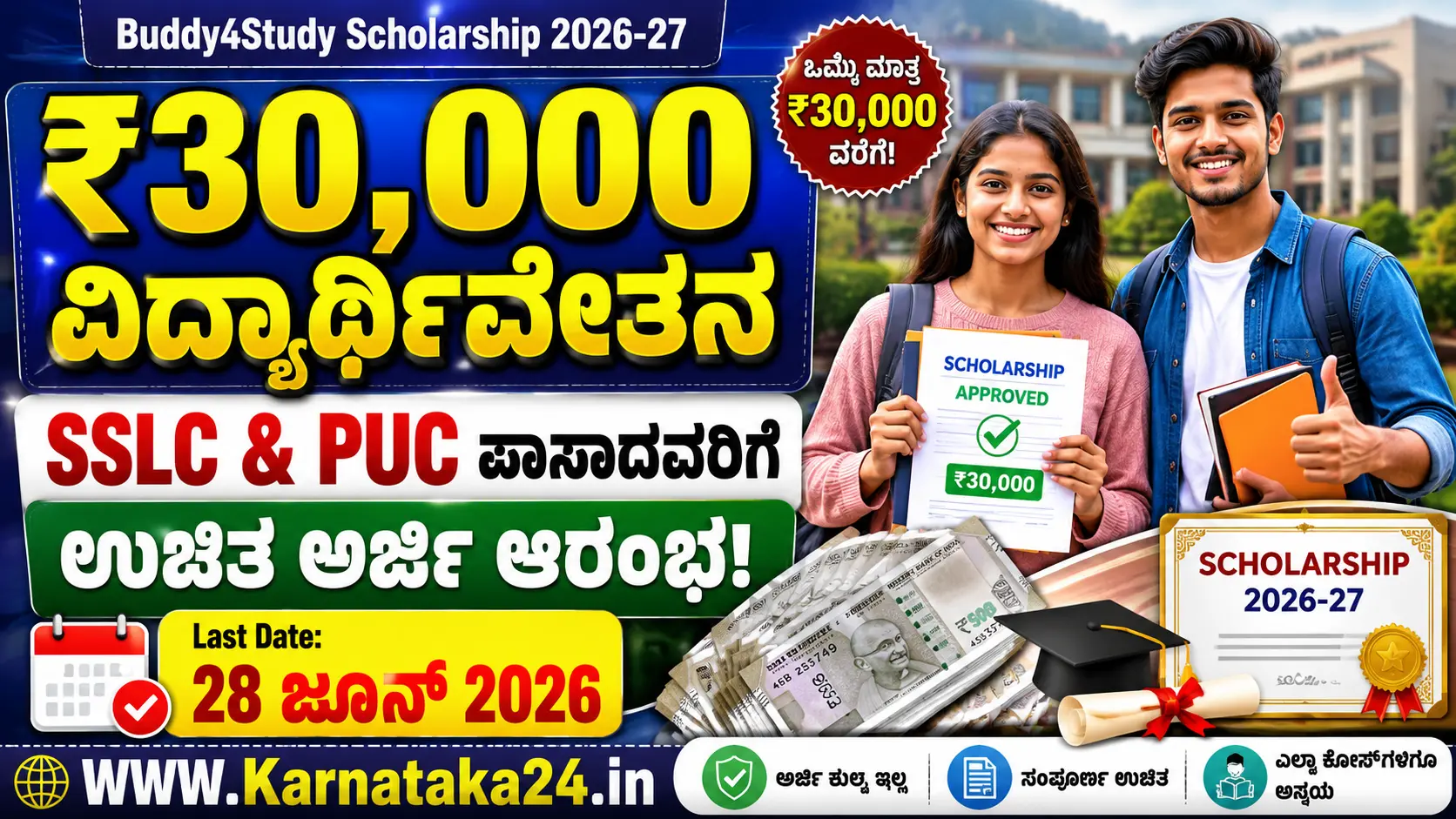 10ನೇ ತರಗತಿ ಪಾಸಾದ ವಿದ್ಯಾರ್ಥಿಗಳಿಗೆ scholarship