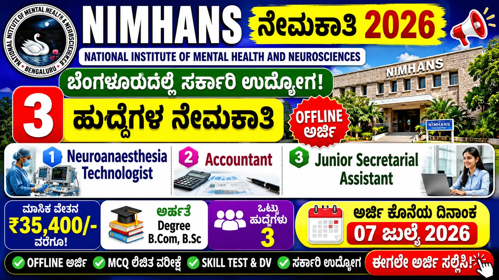 NIMHANS Recruitment 2026