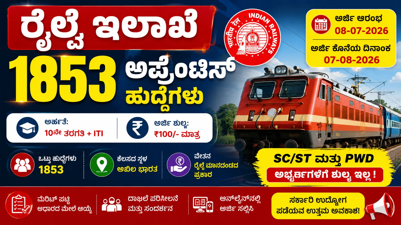 ರೈಲ್ವೆ ಇಲಾಖೆ ನೇಮಕಾತಿ 2026