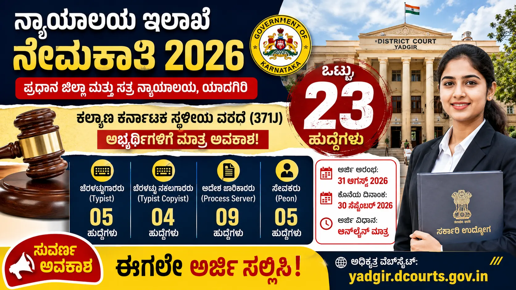 yadgir district court recruitment 2026